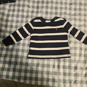 Ralph Lauren Navy and White Striped Long Sleeve Tee